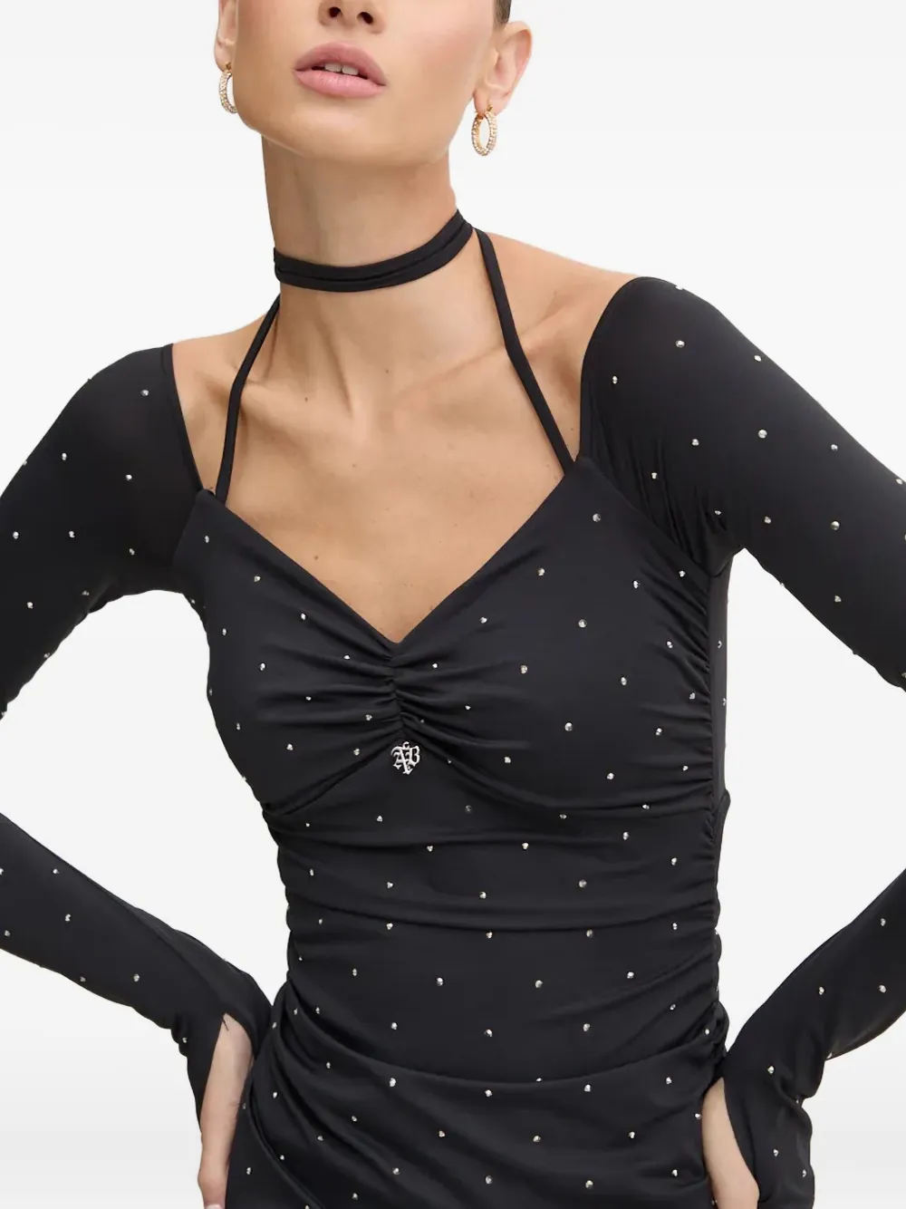 Aniye By Tubino Rhinestone-embellished Mini Dress In Black