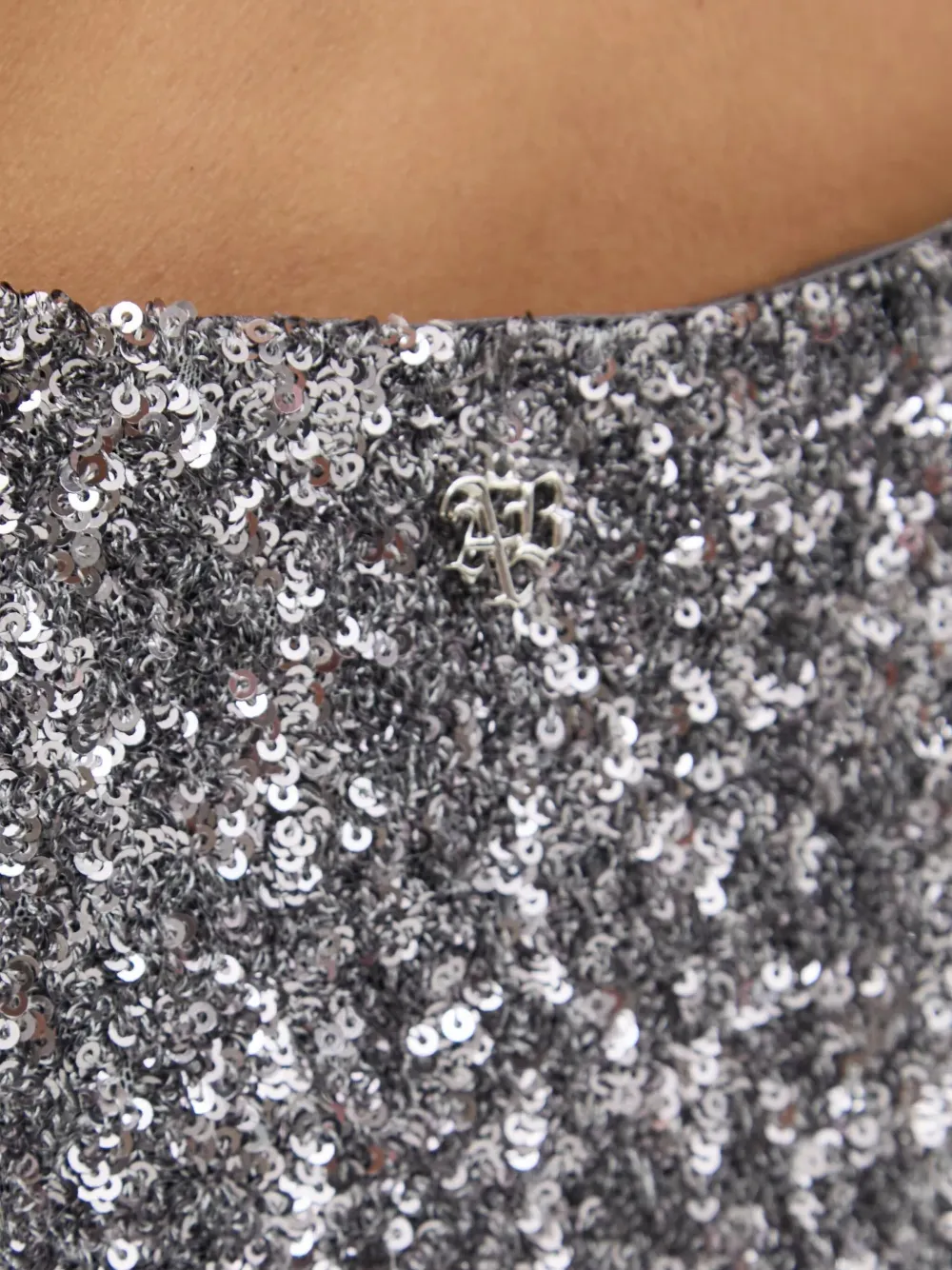 Aniye By Lux Sequinned Square-neck Top In Gray