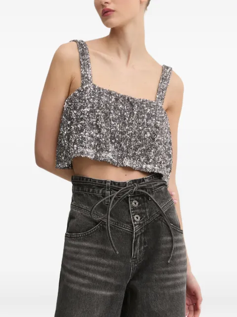 Aniye By Lux sequinned square-neck top