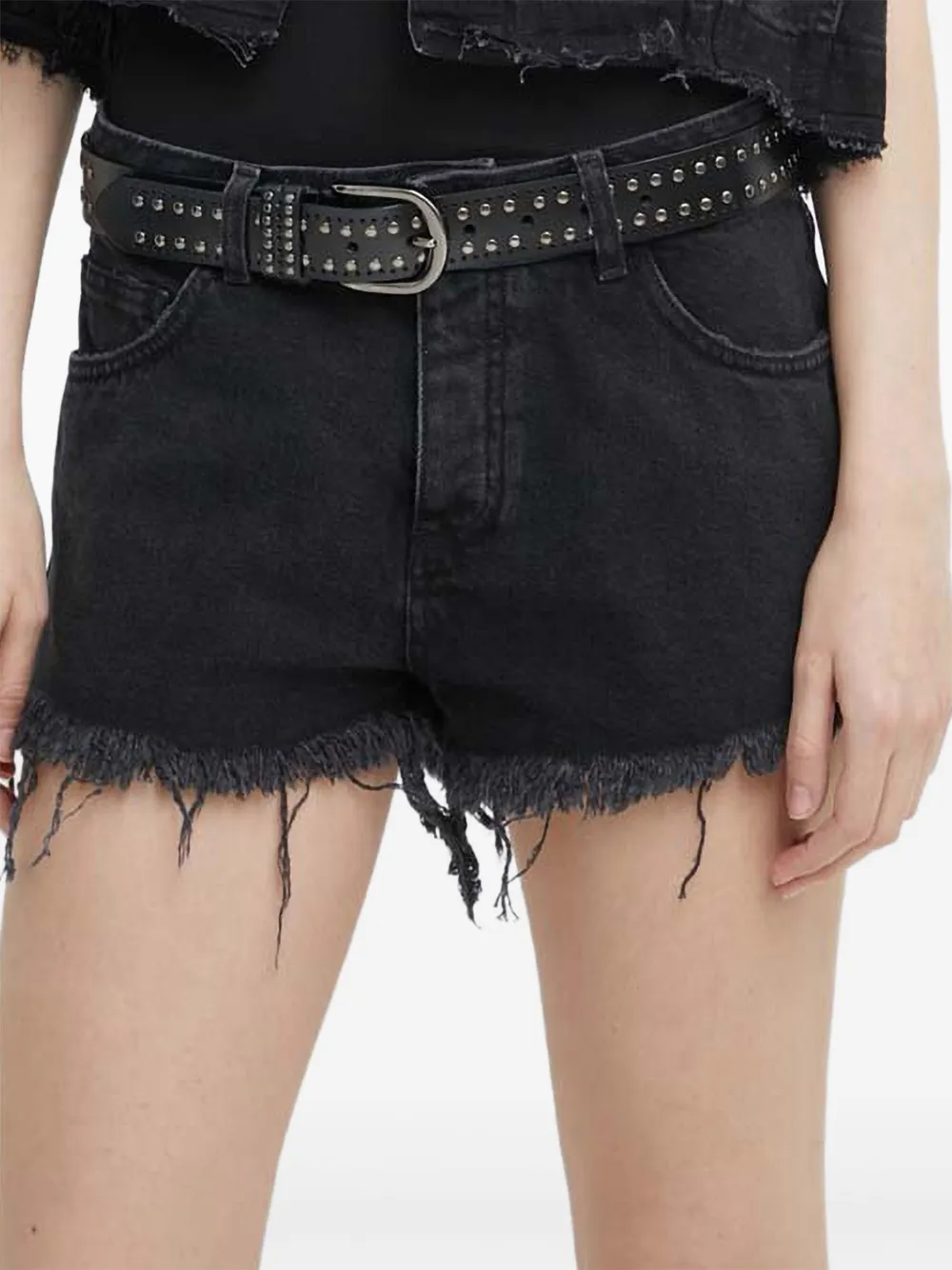 Aniye By frayed denim shorts | Black | Image 1