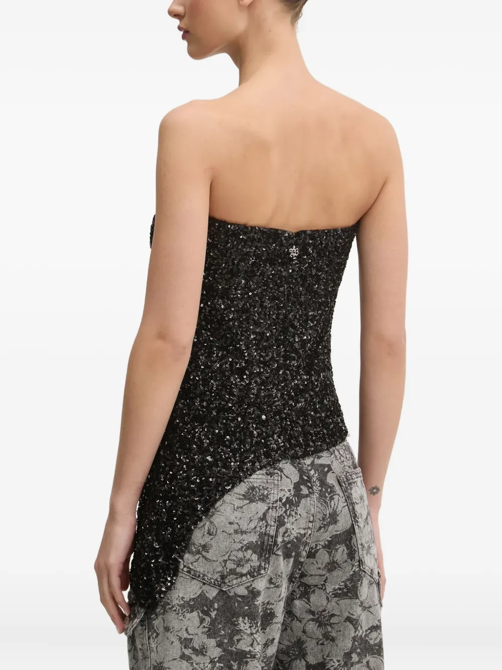 Aniye By Sequin-embellished Asymmetric Top In Black