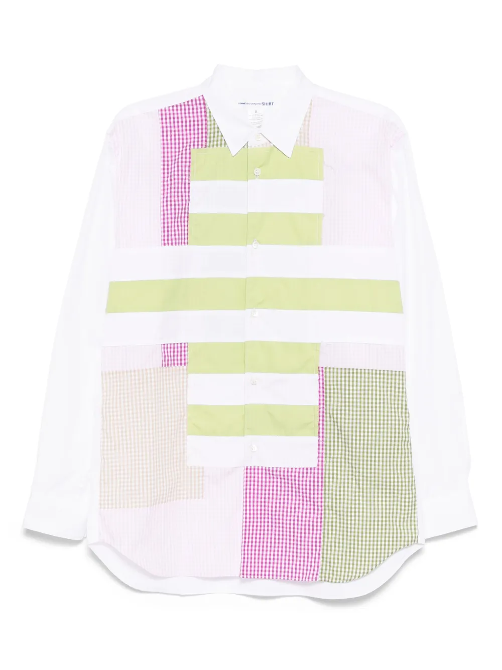 Comme Des Garçons Shirt striped and gingham patchwork shirt | White | Image 1