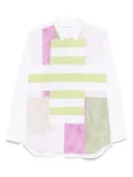 Comme Des Garçons Shirt striped and gingham patchwork shirt - White