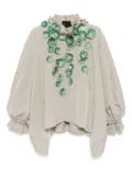 Biyan embellished taffeta jacket - Grey