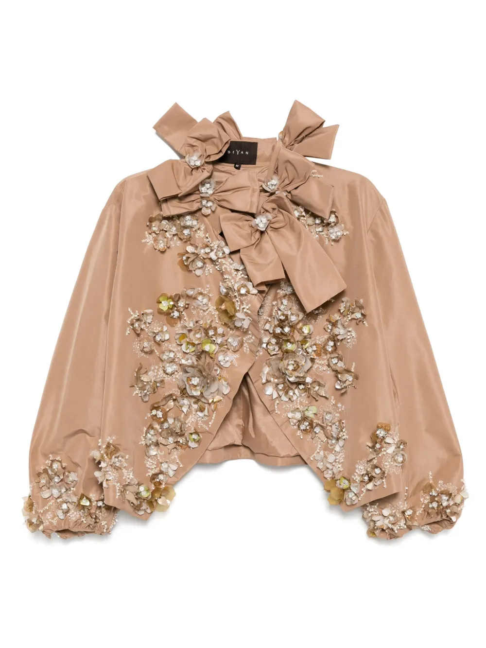Biyan 3D-embellished taffeta wrap jacket | marrón | Image 1