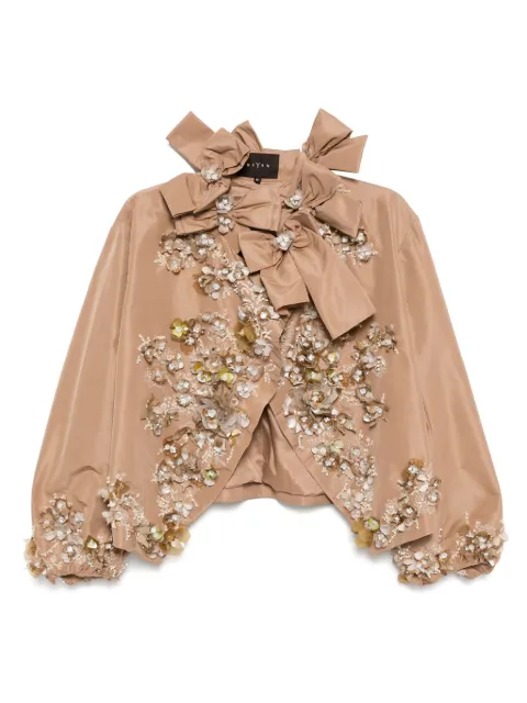 Biyan 3D-embellished taffeta wrap jacket