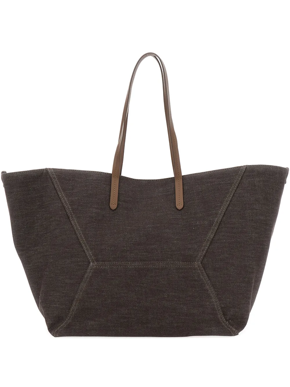 Brunello Cucinelli 'duo' Brown Shoulder Bag With Two Flat Handles And Concealed Magnetic Closure In Brown
