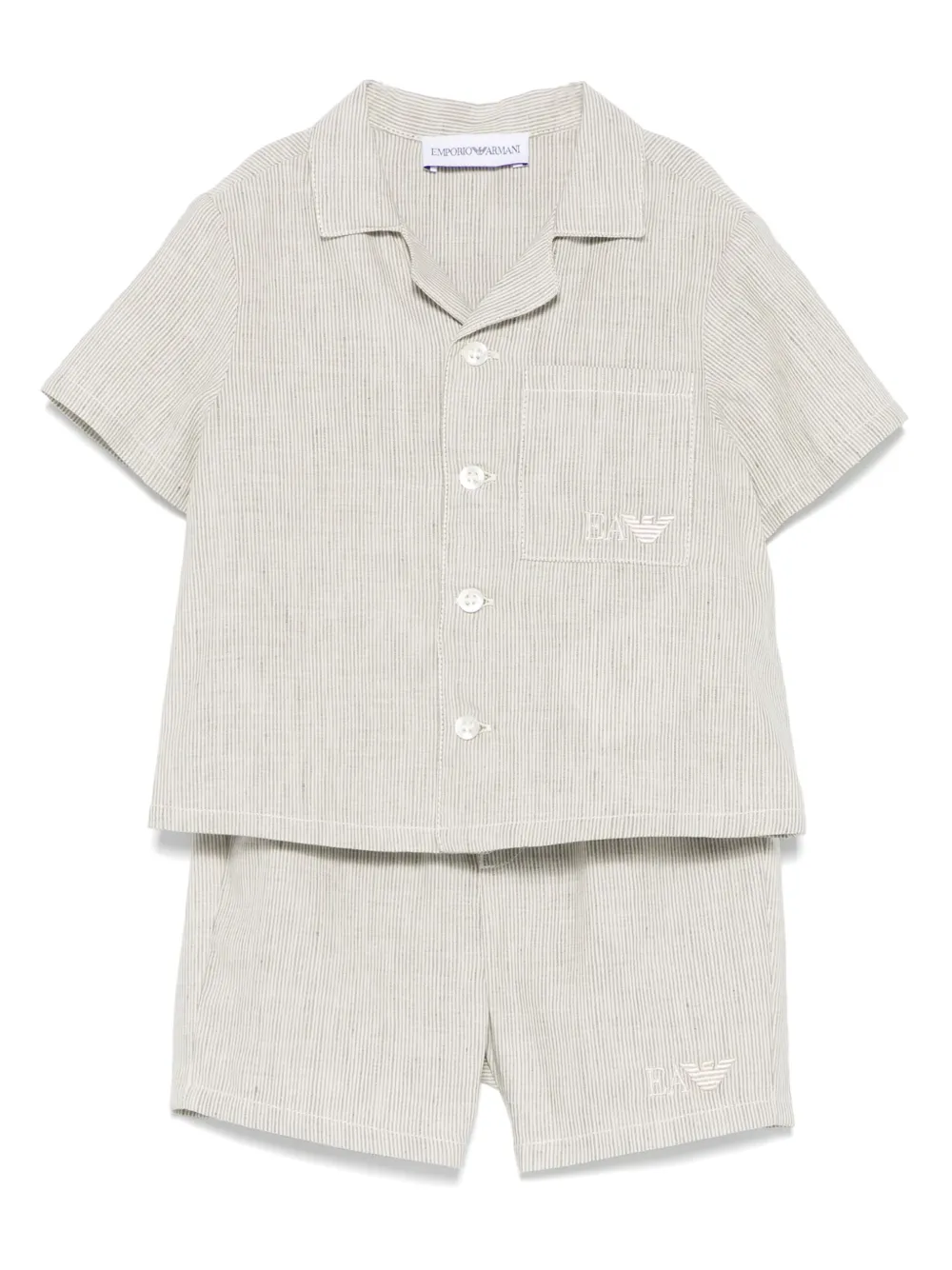 Emporio Ar i Kids Gestreepte shorts Beige