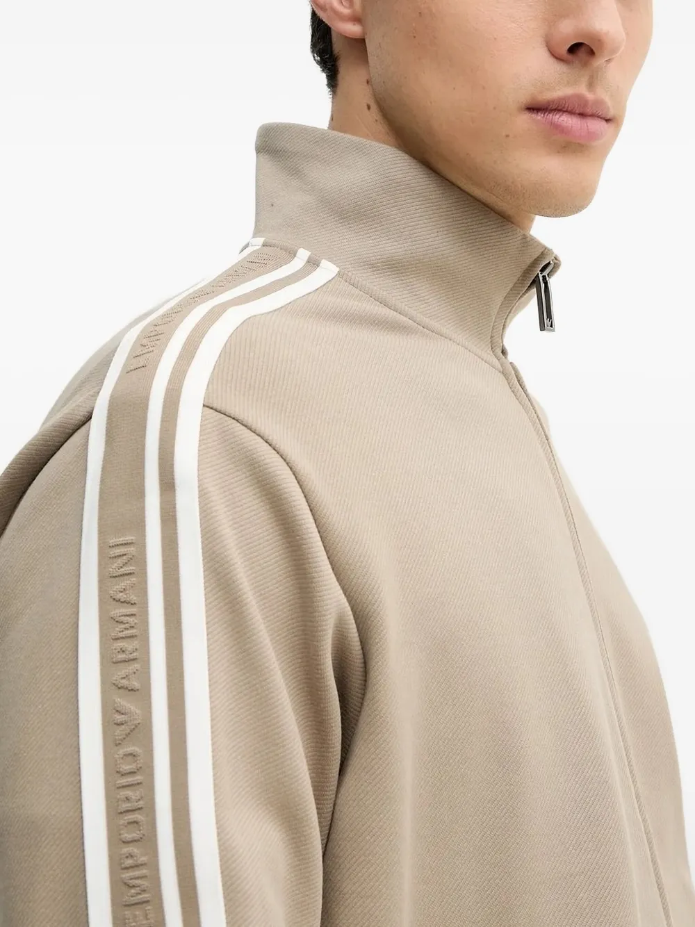 Emporio Armani stripe-detail sweater Beige