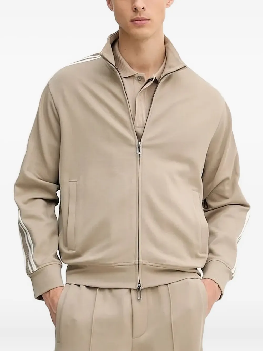 Emporio Armani stripe-detail sweater Beige