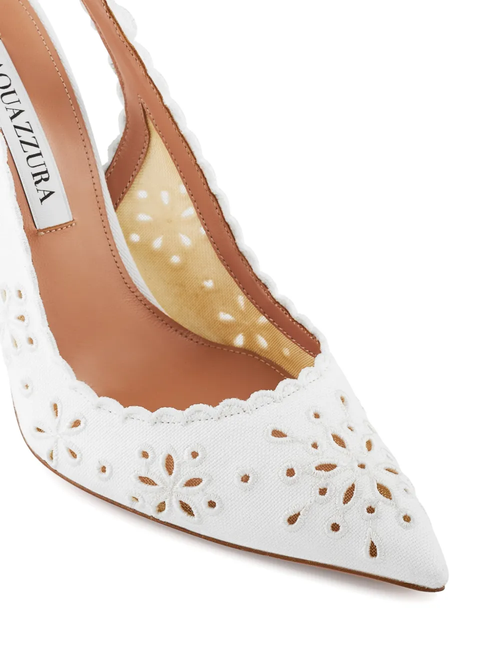 Aquazzura 105mm Broderie pumps verfraaid met strik Wit