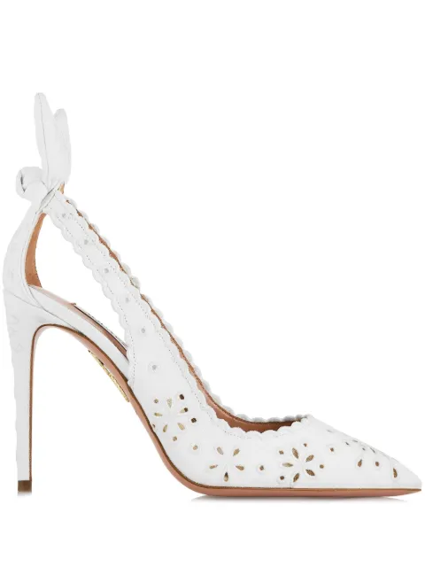 Aquazzura escarpins Broderie 105 mm à détail de nœud