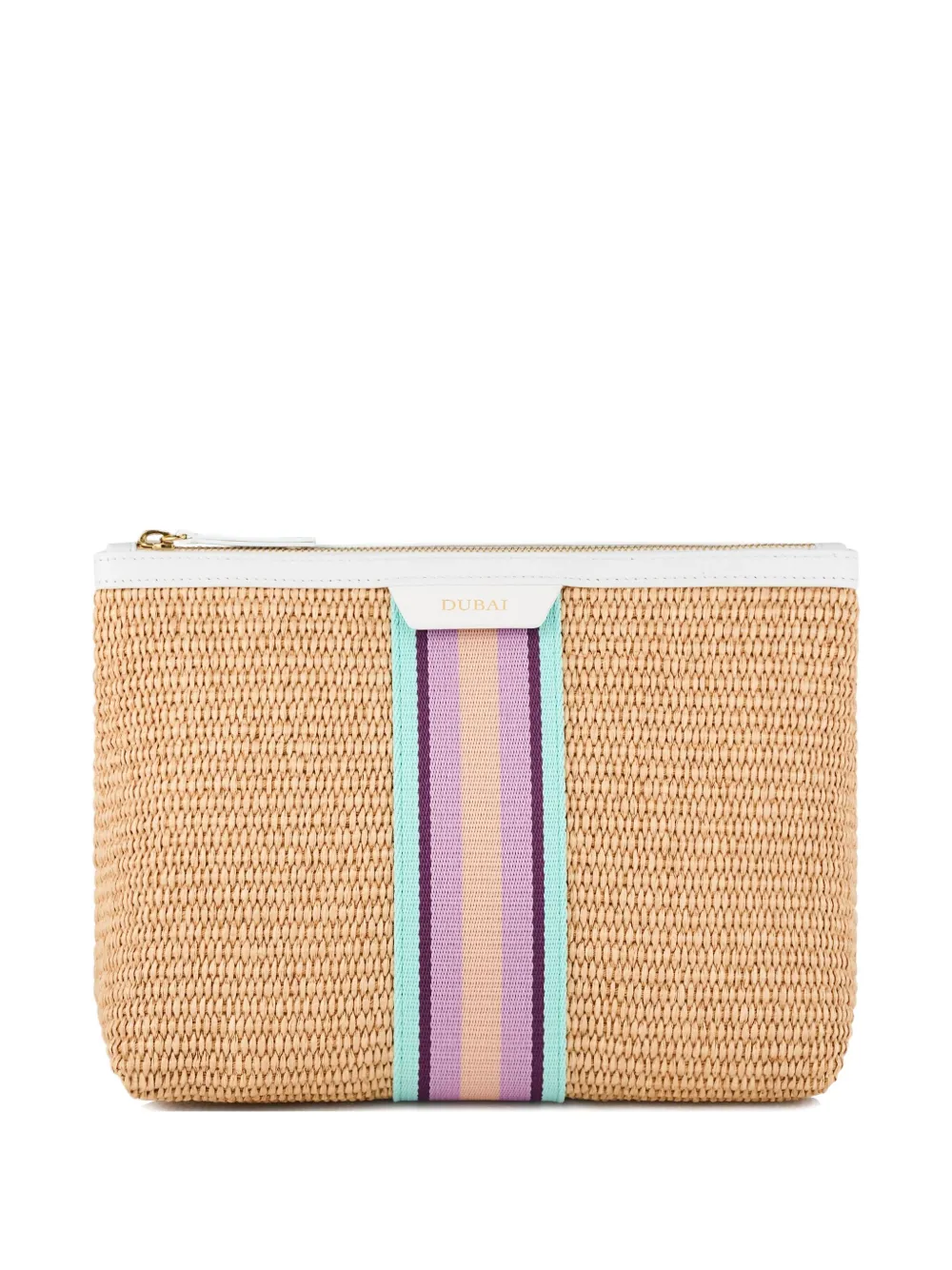 Aquazzura raffia stripe clutch bag | Neutrals | Image 1