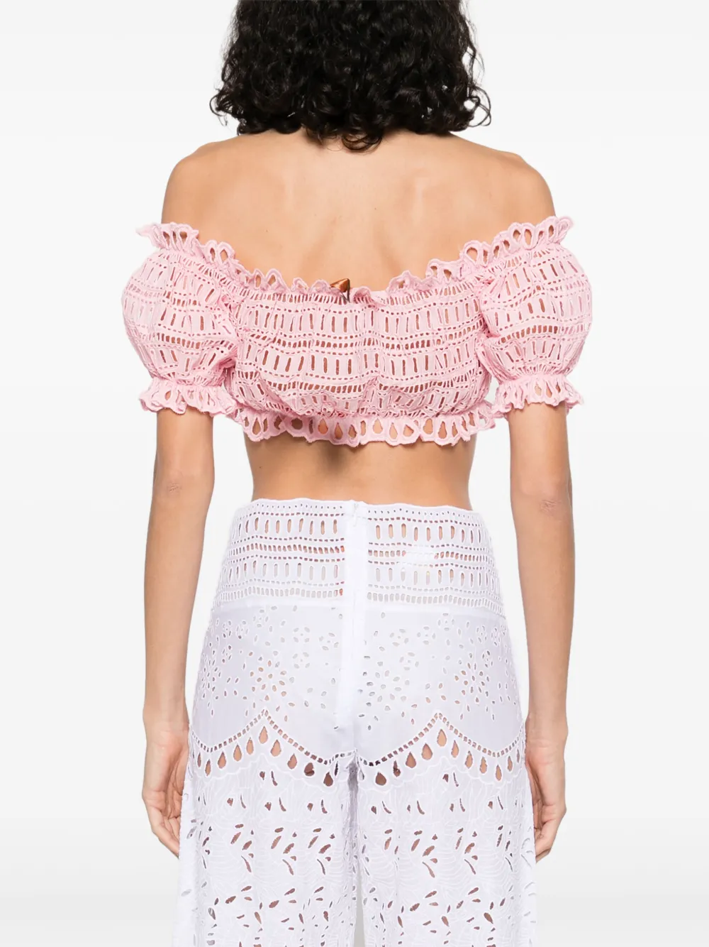 Ermanno Scervino Broderie anglaise top Roze