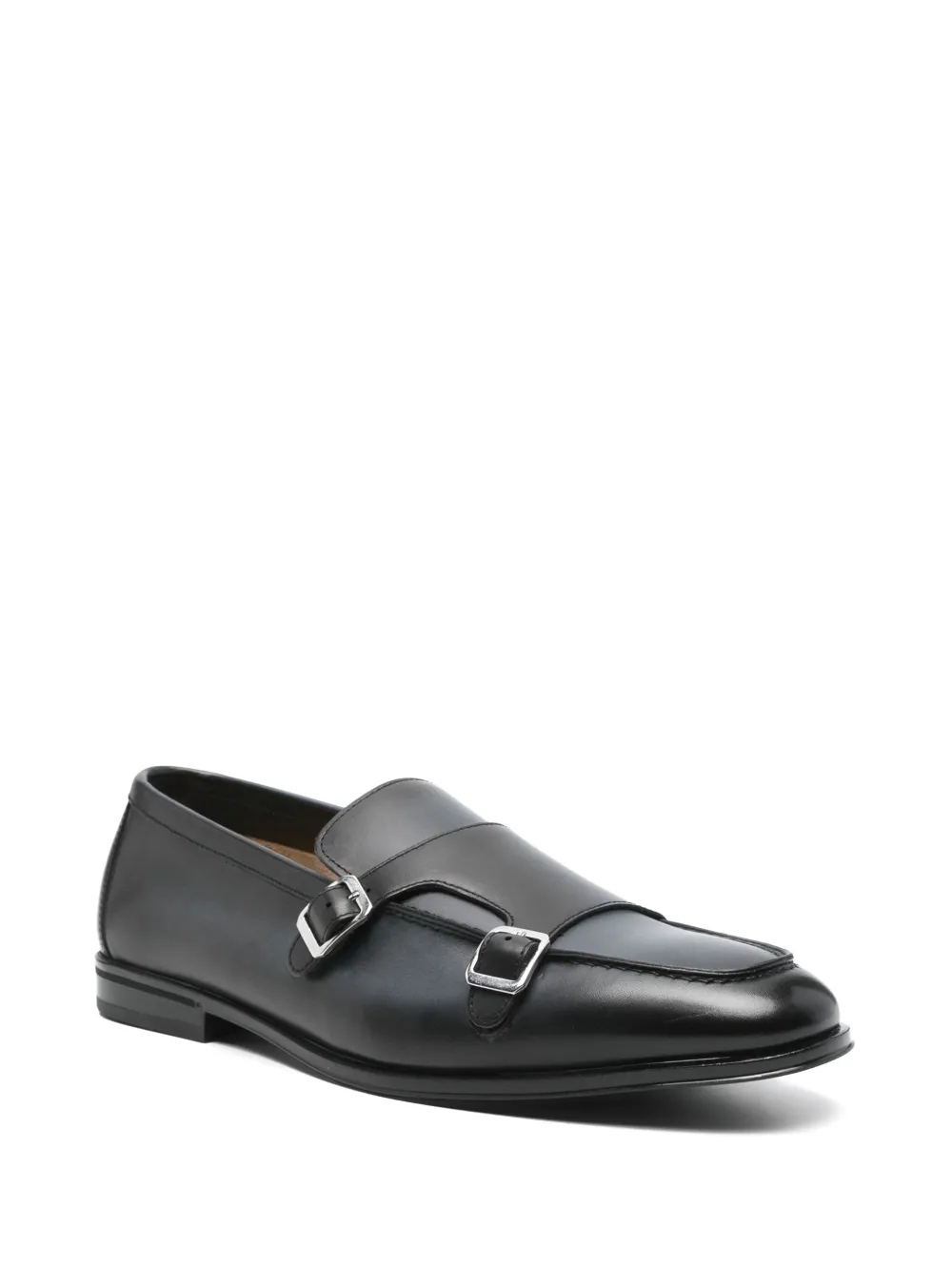 Doucal's double-buckle leather monk shoes - Blauw