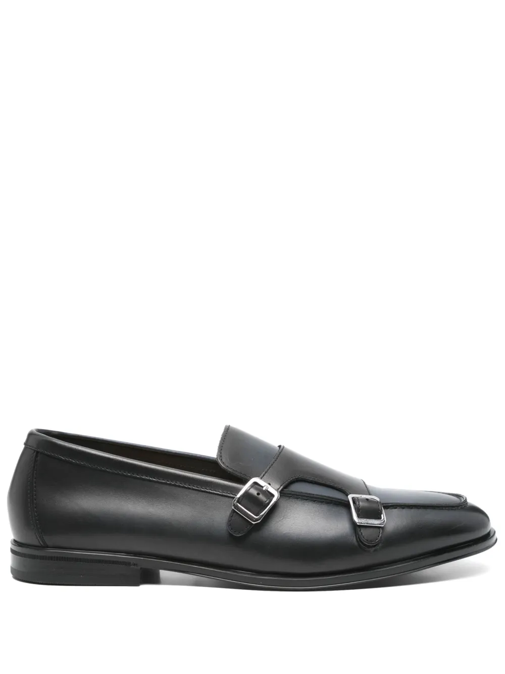 Doucal's double-buckle leather monk shoes Blue