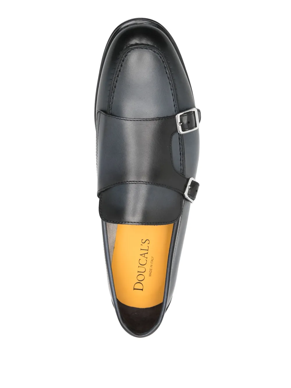 Doucal's double-buckle leather monk shoes Blue