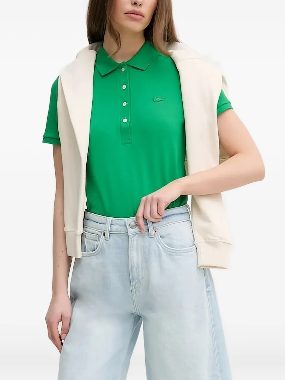 Lacoste short-sleeve logo-patch polo shirt Groen