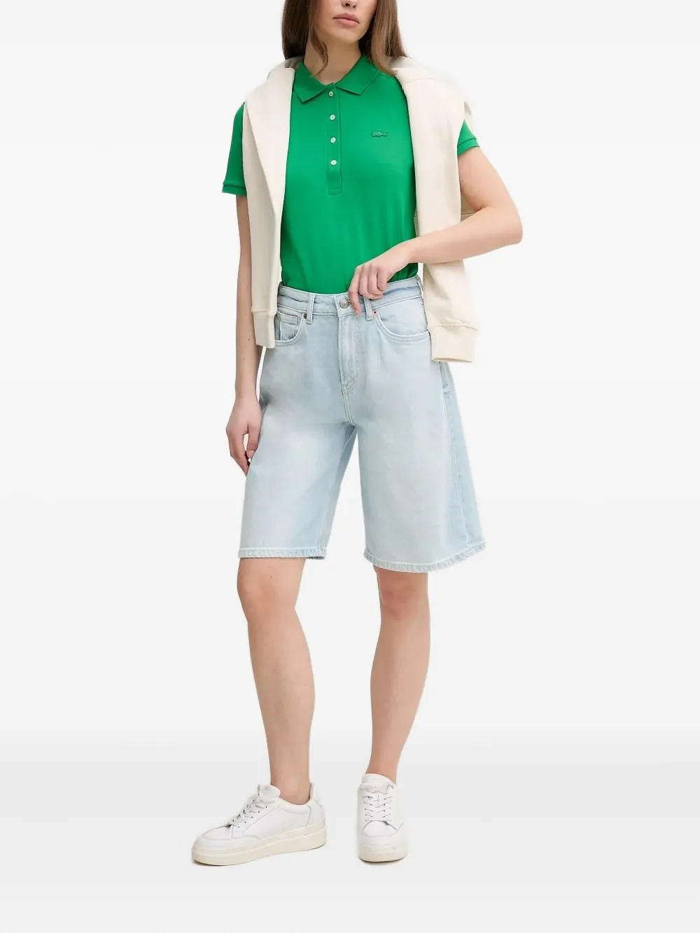 Lacoste short-sleeve logo-patch polo shirt Groen