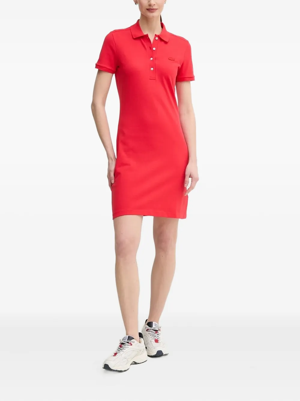 Lacoste short-sleeve polo mini dress Rood