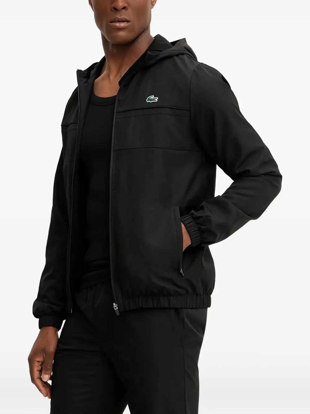 Lacoste Diamond Taffeta Tracksuit In Black