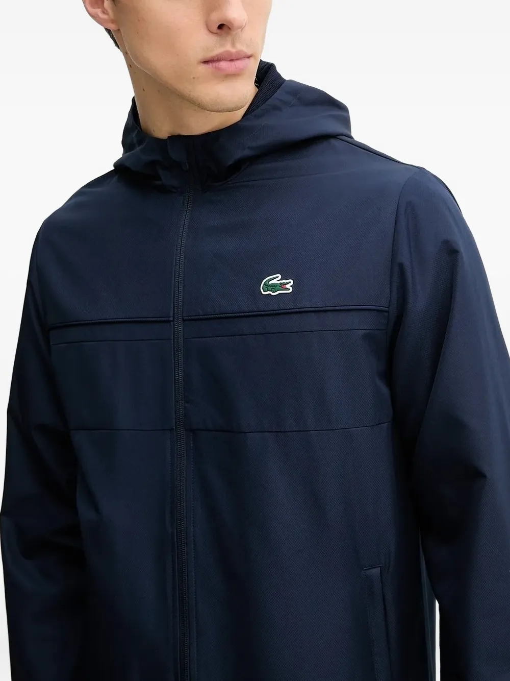 Lacoste panelled zip-up hooded jacket 5FS NAVY BLUE