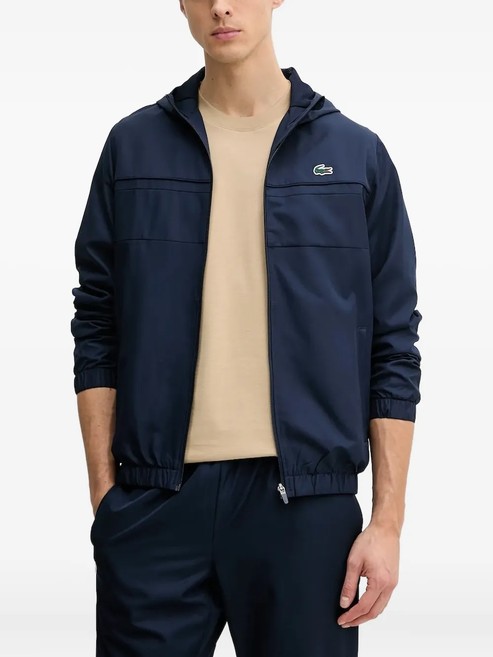 Lacoste panelled zip-up hooded jacket 5FS NAVY BLUE