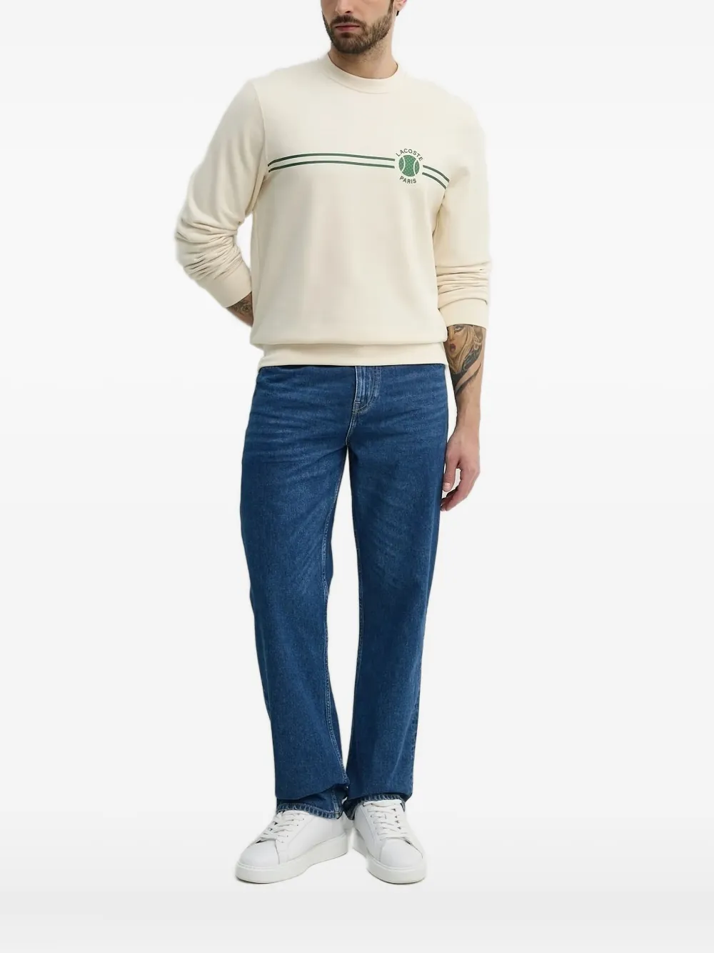 Lacoste tennis-logo crew-neck sweatshirt Beige