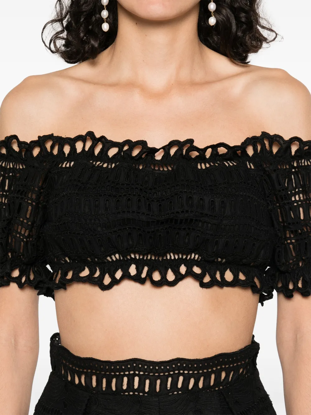 Ermanno Scervino Broderie anglaise top Zwart