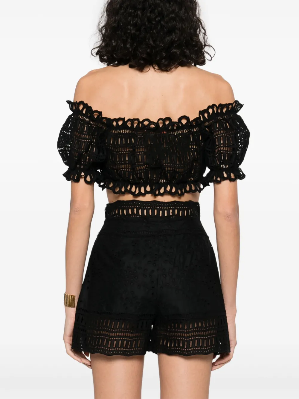 Ermanno Scervino Broderie anglaise top Zwart