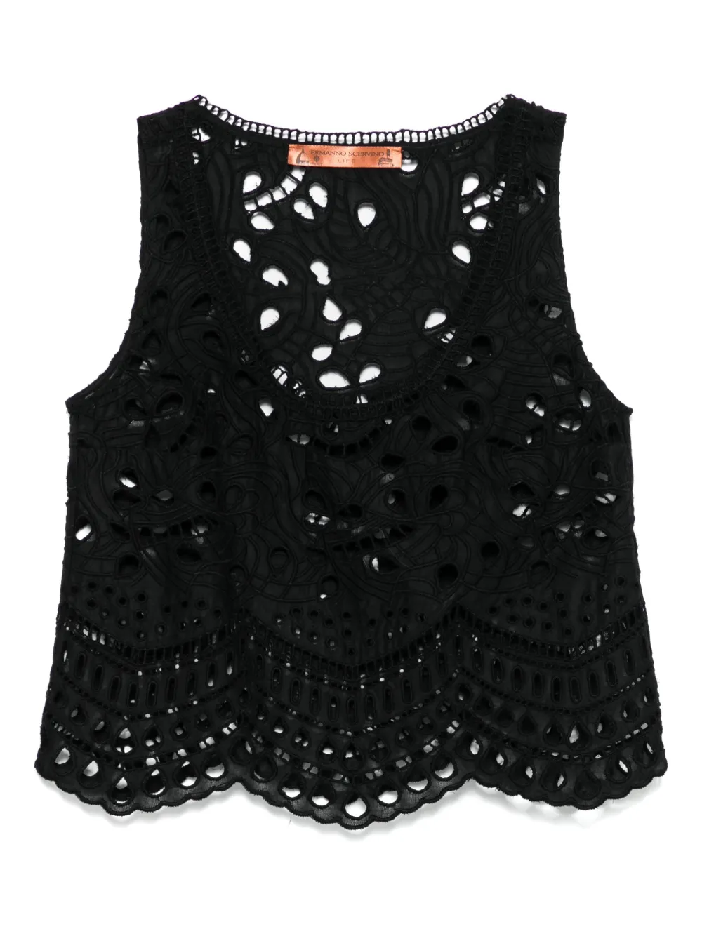 Ermanno Scervino Broderie anglaise top Zwart