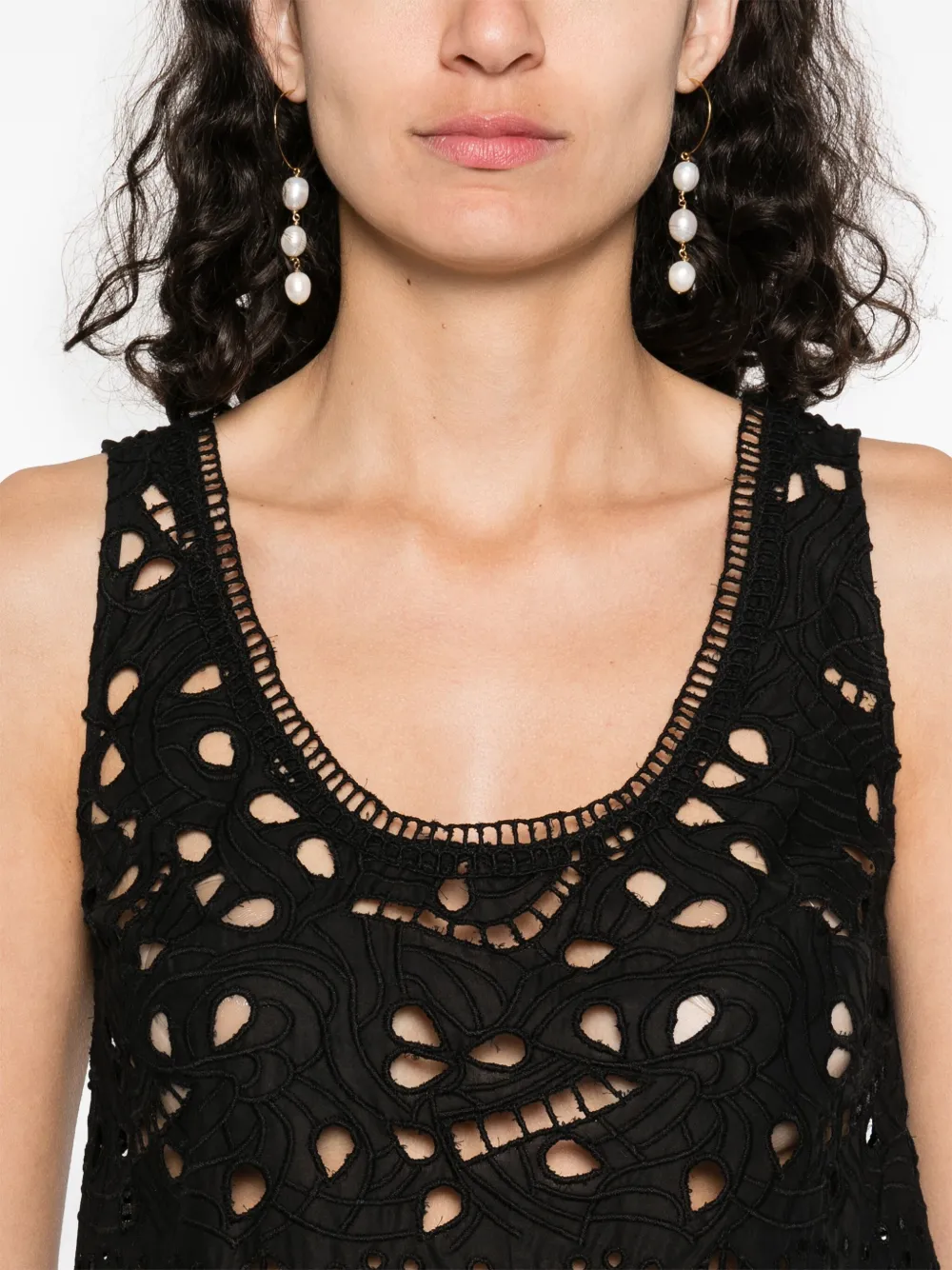 Ermanno Scervino Broderie anglaise top Zwart