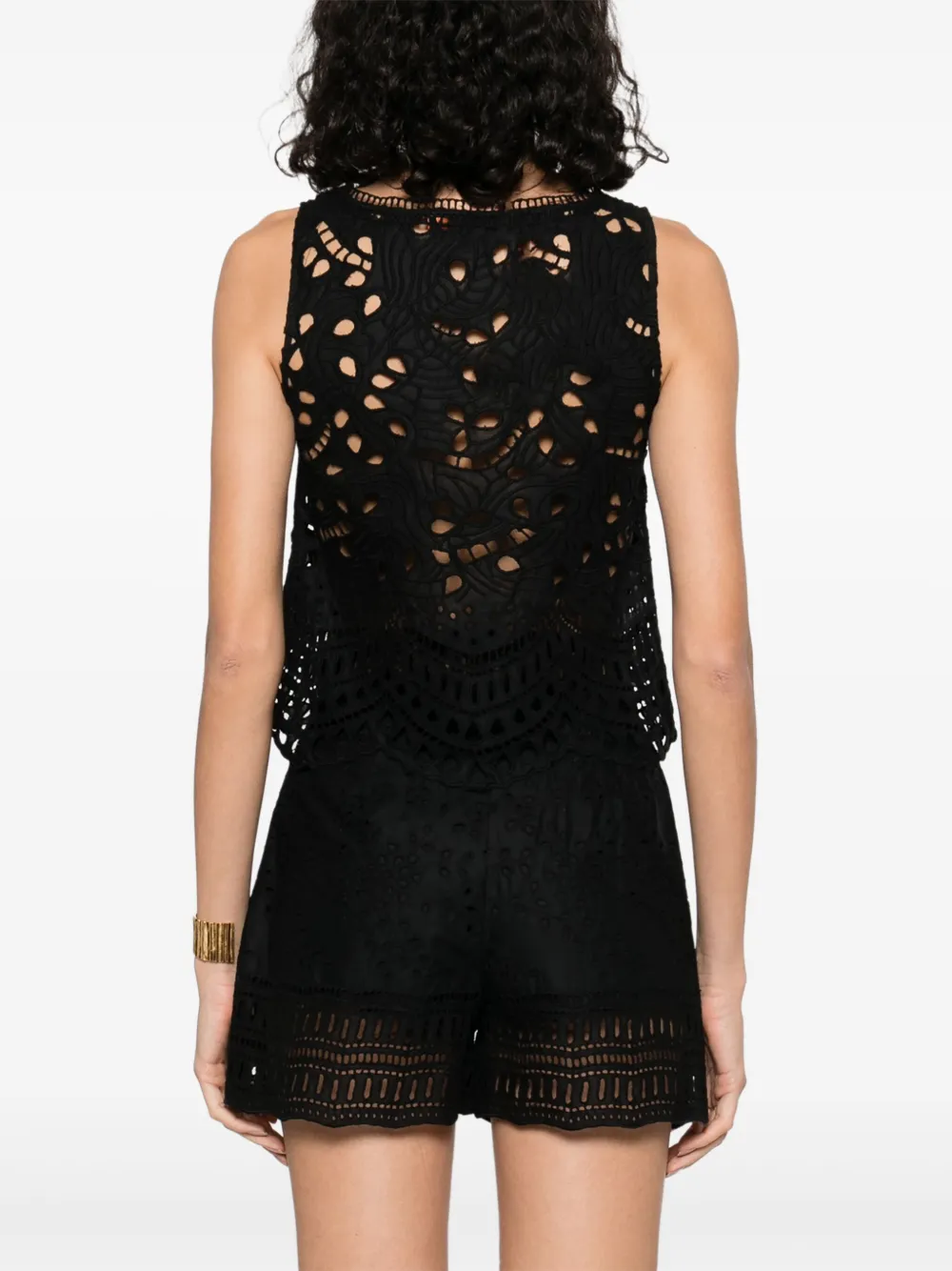Ermanno Scervino Broderie anglaise top Zwart