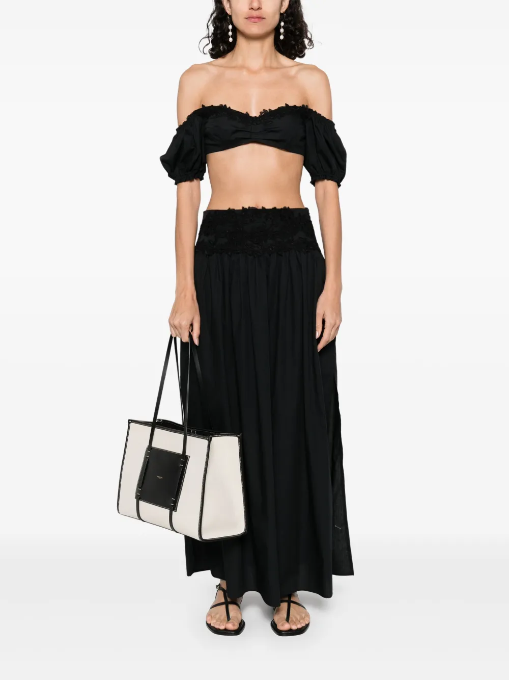 Ermanno Scervino lace-panel maxi skirt - Zwart