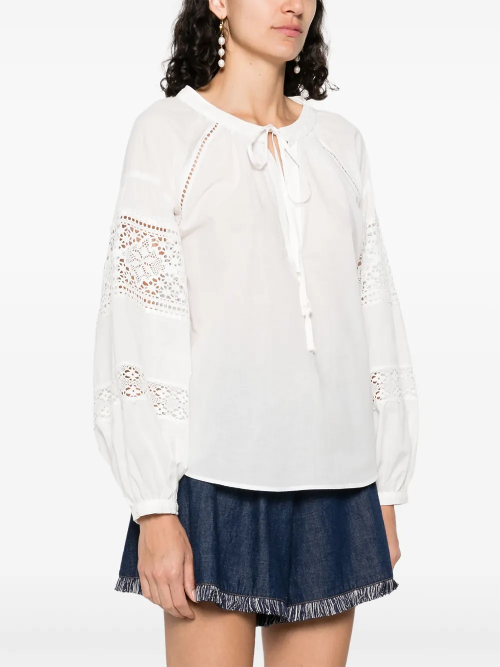 ERMANNO FIRENZE Blouse met borduurwerk Wit