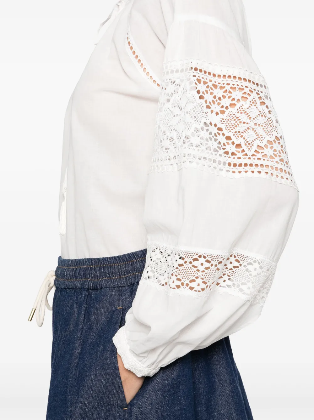 ERMANNO FIRENZE Blouse met borduurwerk Wit