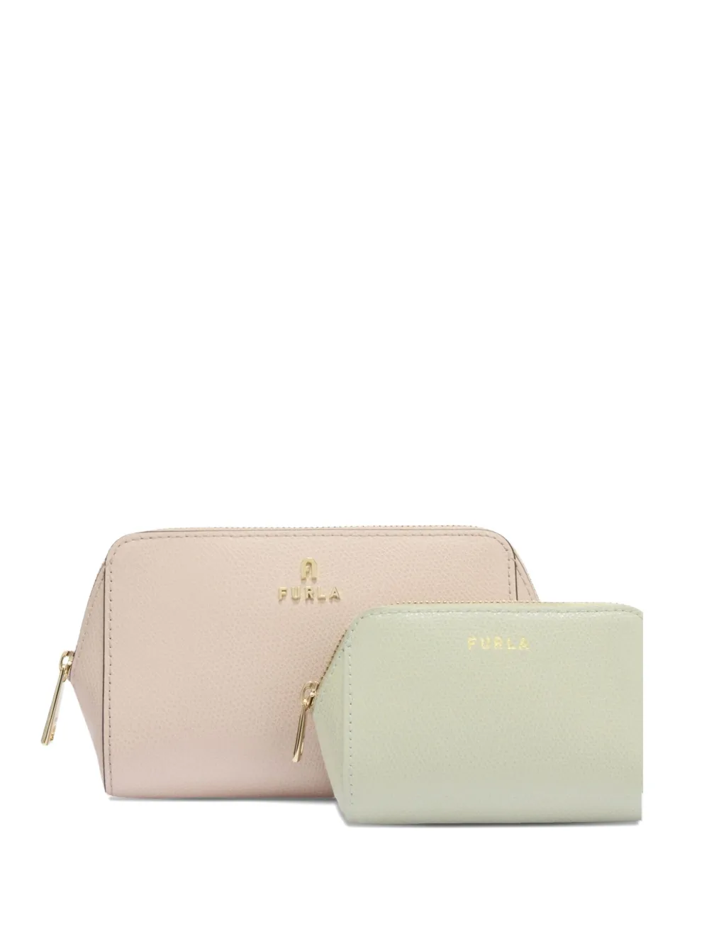 Furla Zip-top Curved Makeup Bag (set Of Two) In Neutral