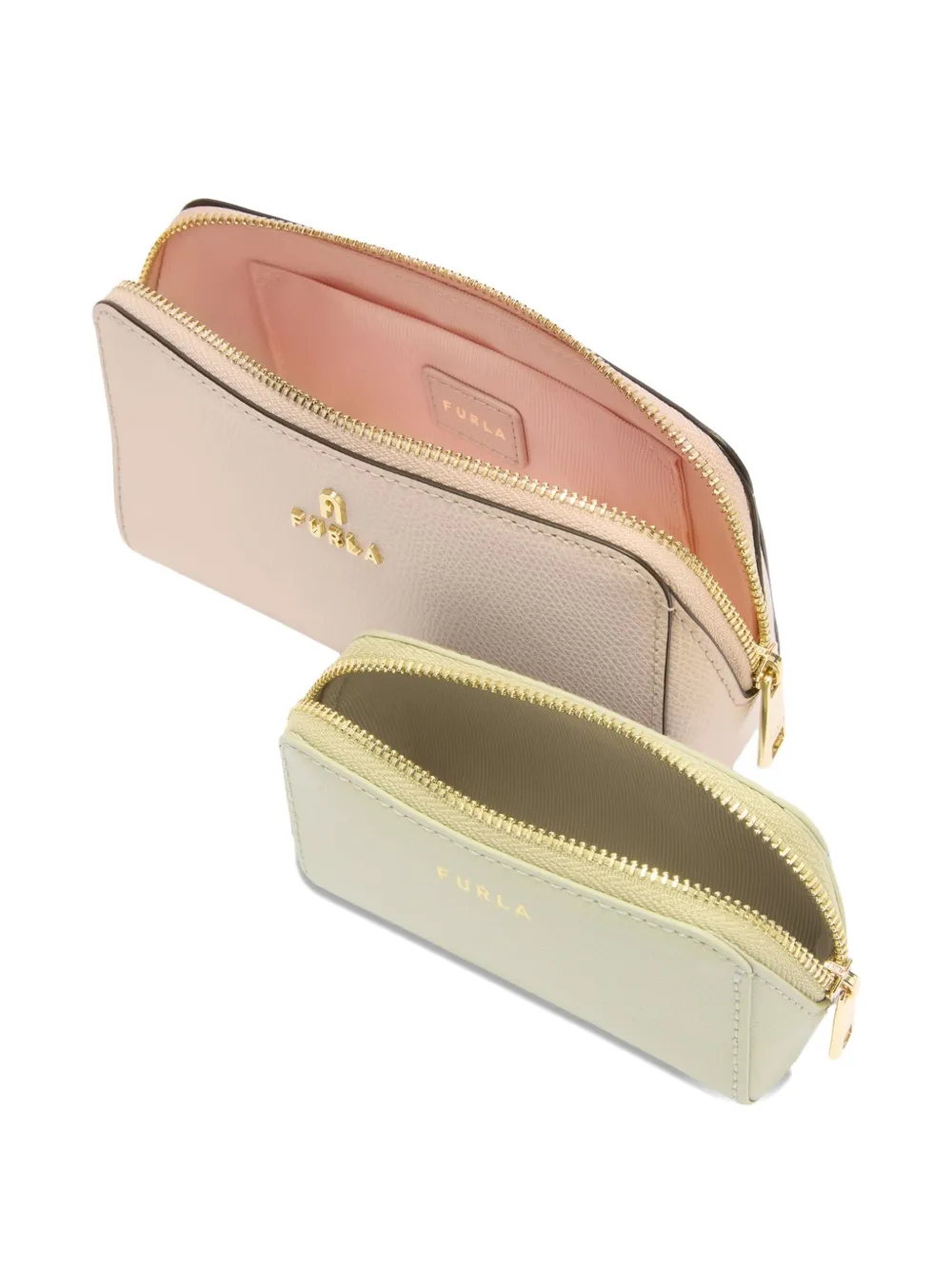 Furla Zip-top Curved Makeup Bag (set Of Two) In Neutral