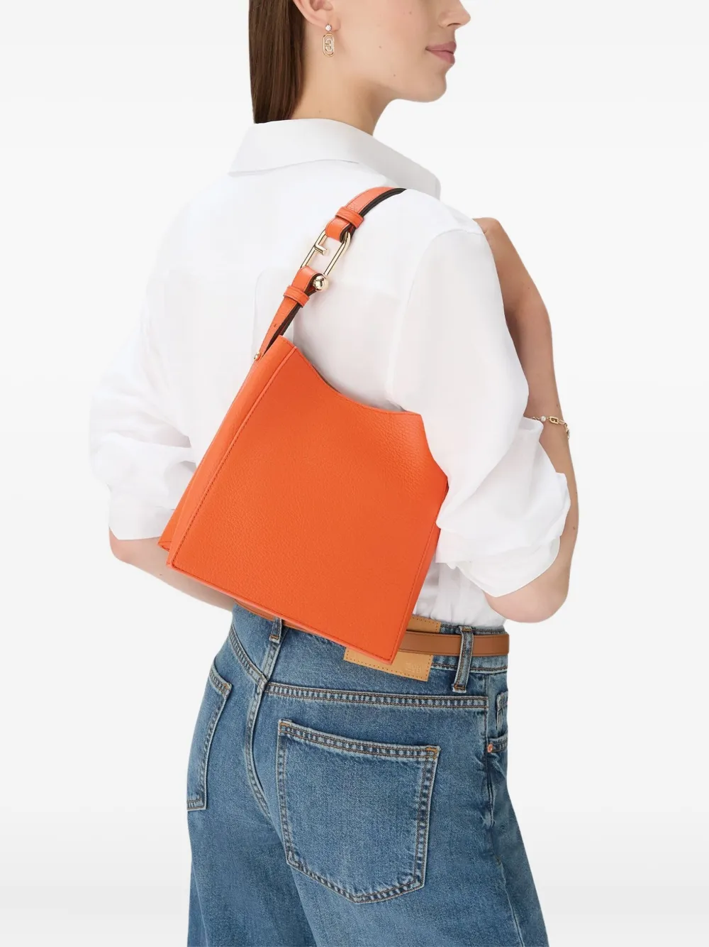 Furla Nuvola leren mini bucket-tas Oranje