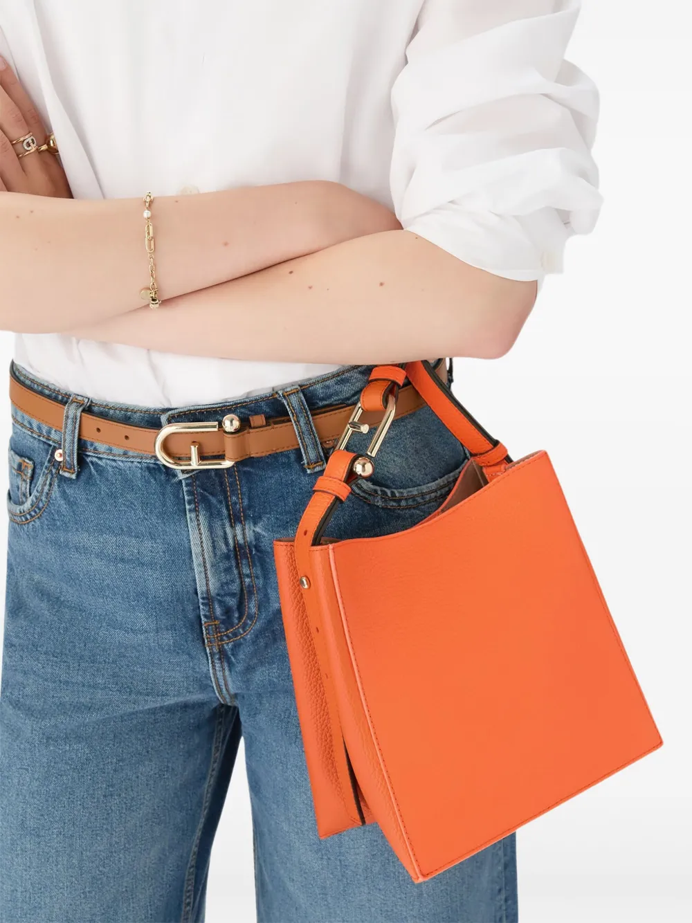 Furla Nuvola leren mini bucket-tas Oranje