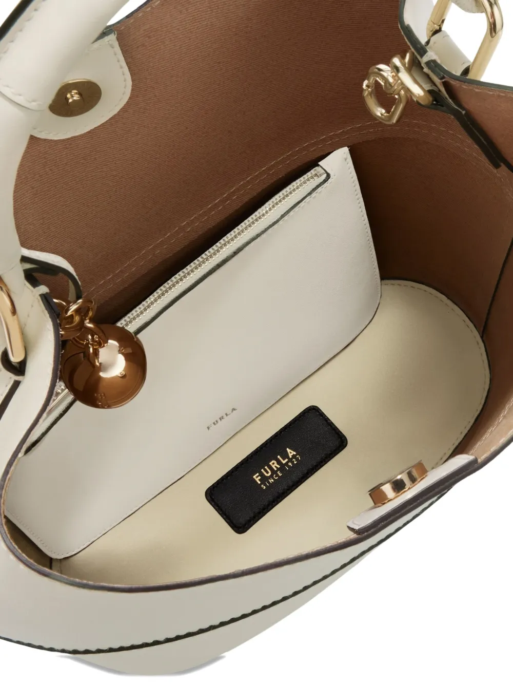 Furla Sfera logo-buckle bucket bag Wit