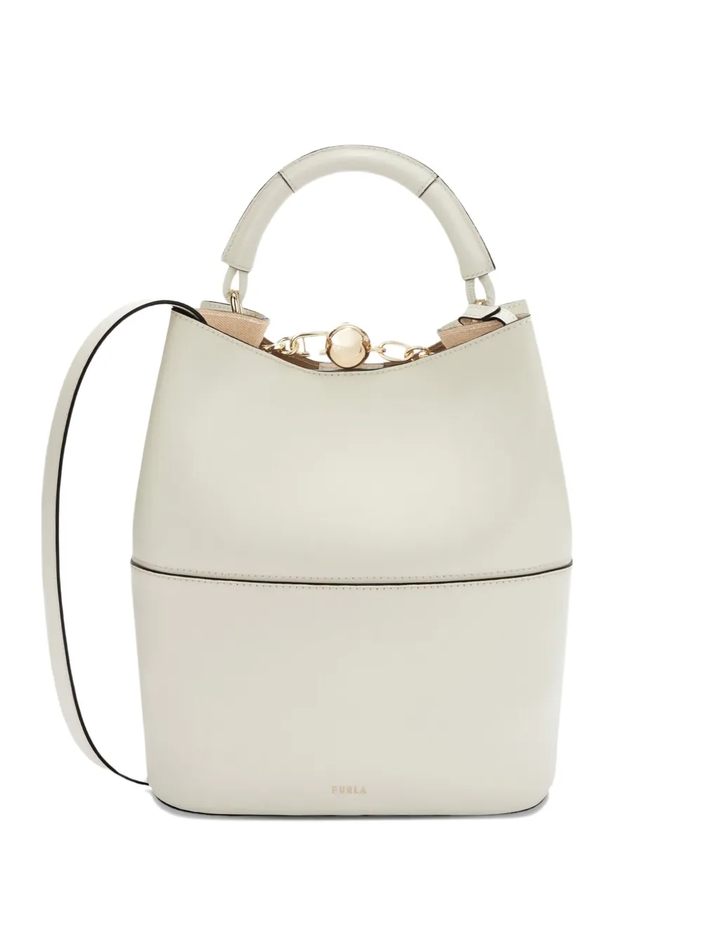 Furla Sfera logo-buckle bucket bag Wit