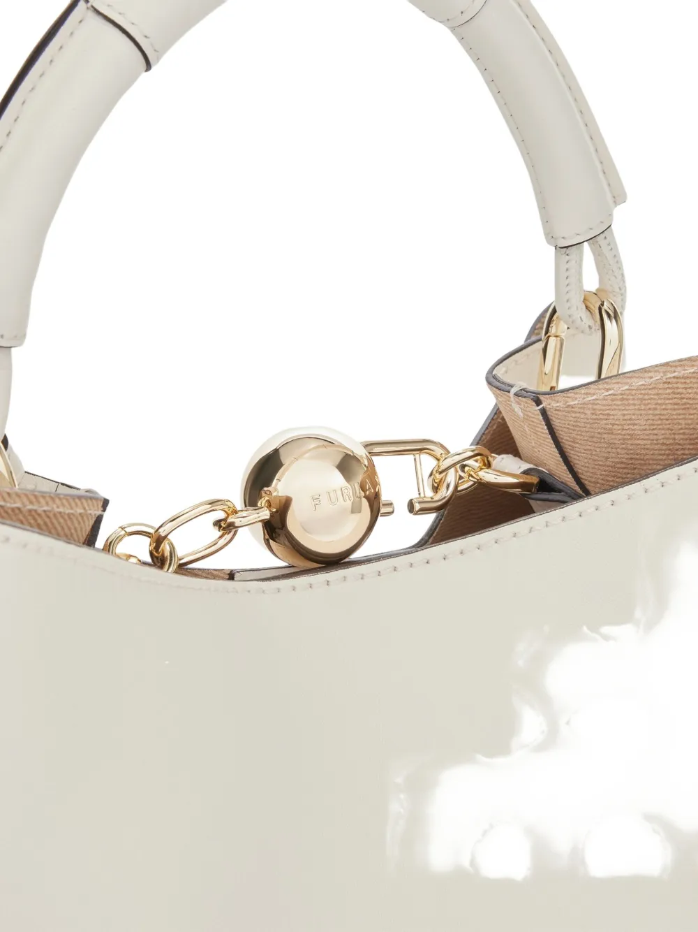 Furla Sfera Logo-buckle Bucket Bag In White