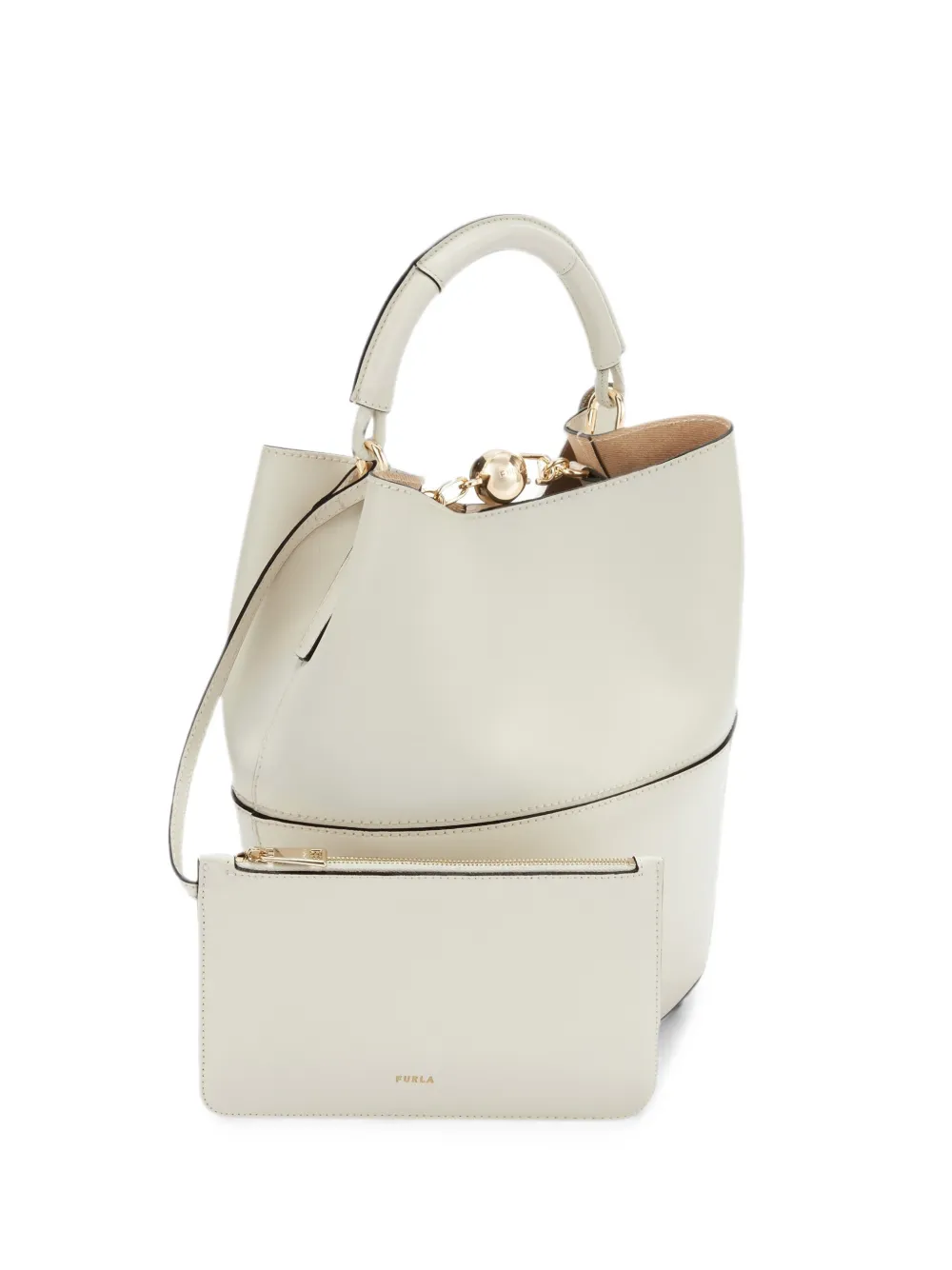 Furla Sfera logo-buckle bucket bag - Weiß