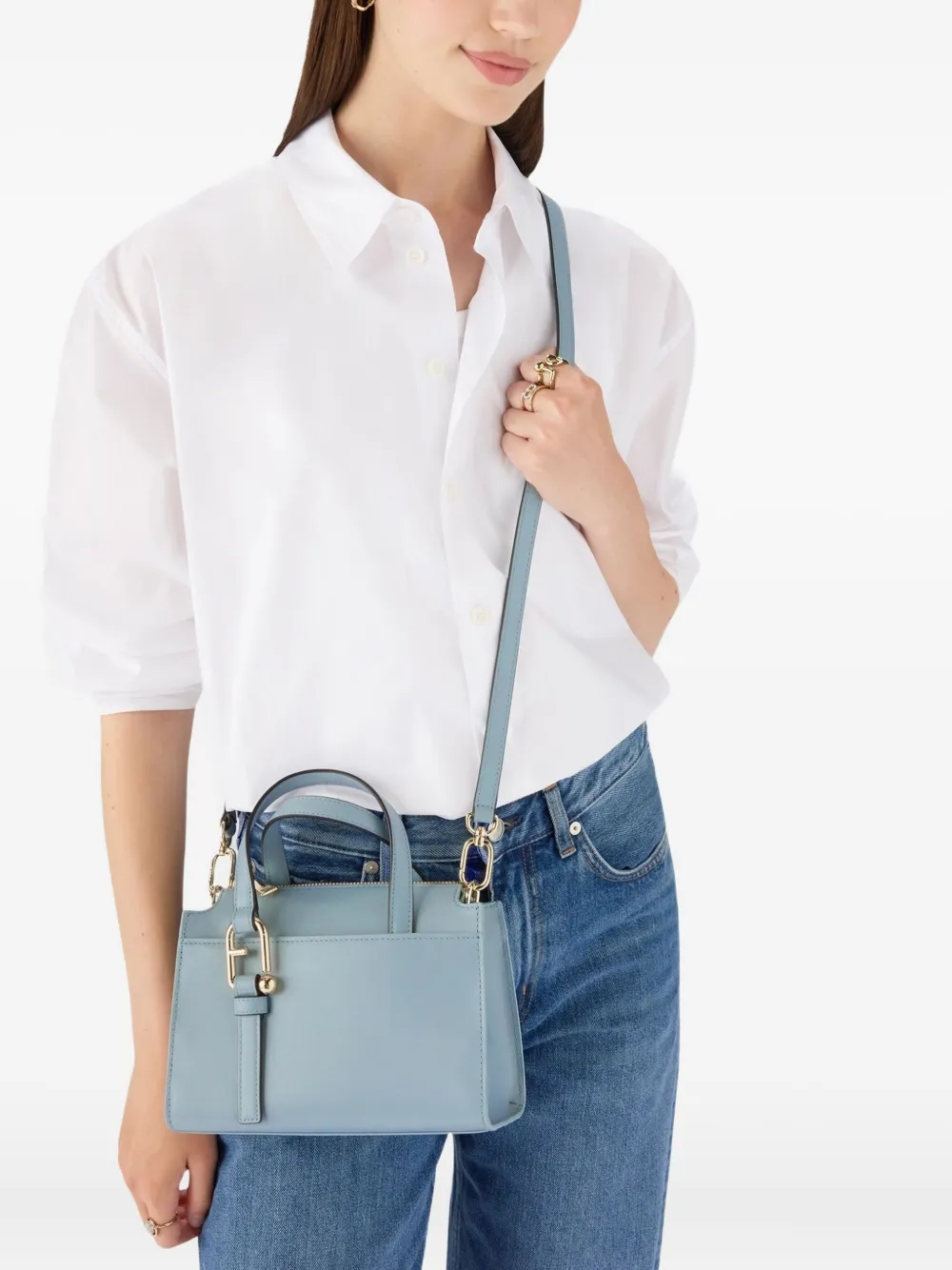 Furla Nuvola S leather tote bag Blauw