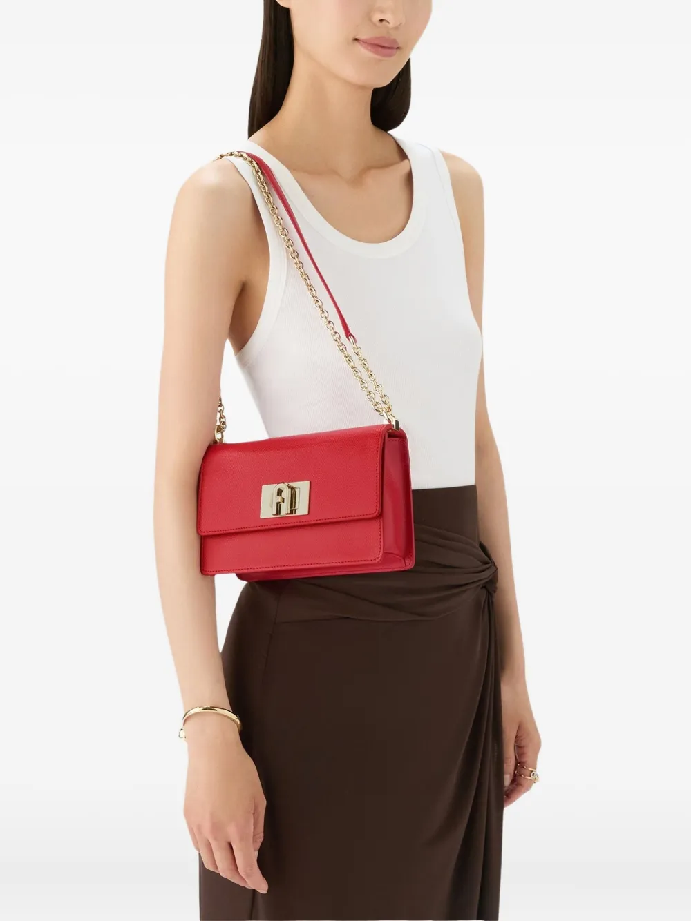 Furla 1927 mini-tas met omslag en kettinghengsel Rood