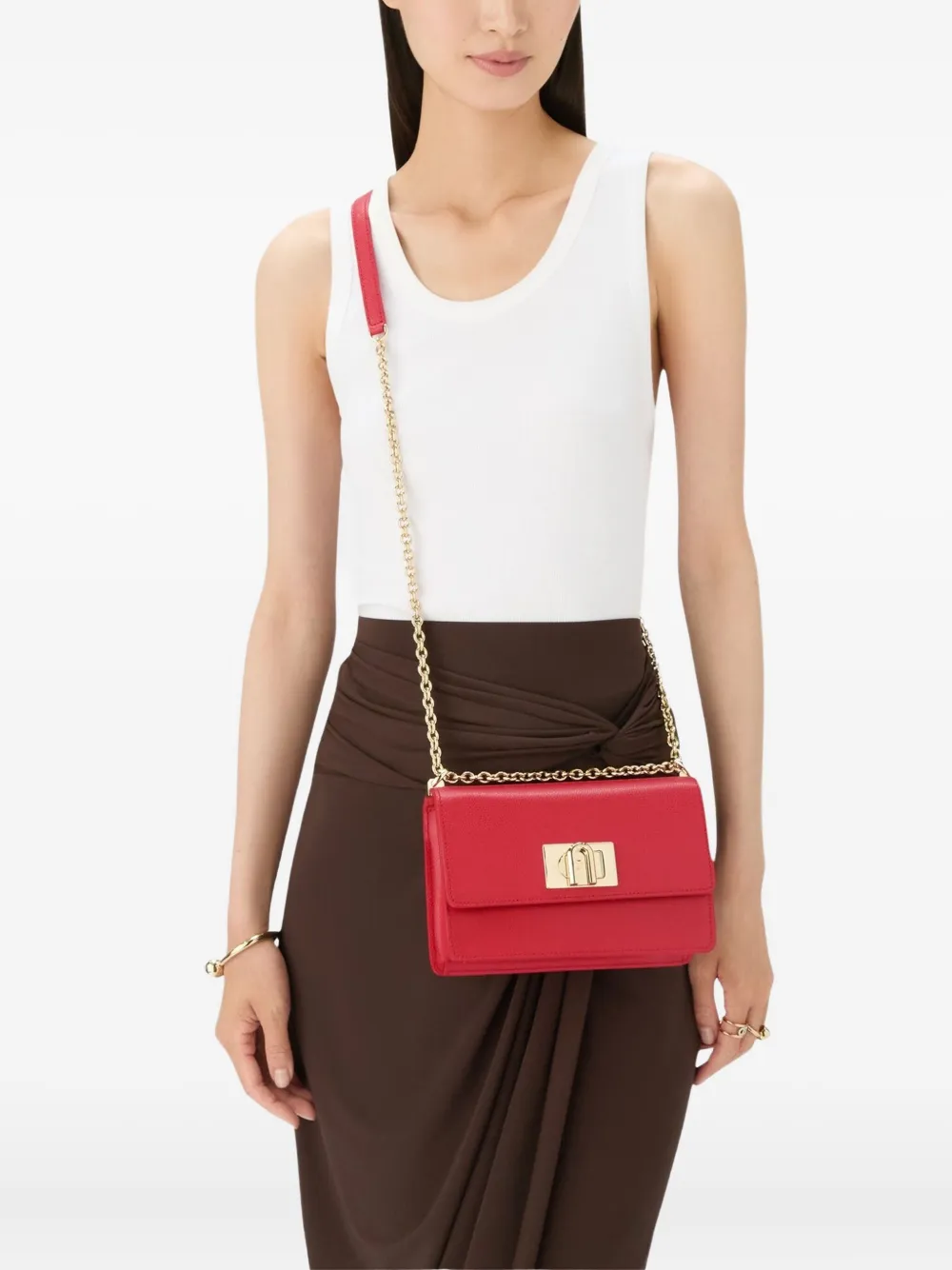 Furla 1927 mini-tas met omslag en kettinghengsel Rood