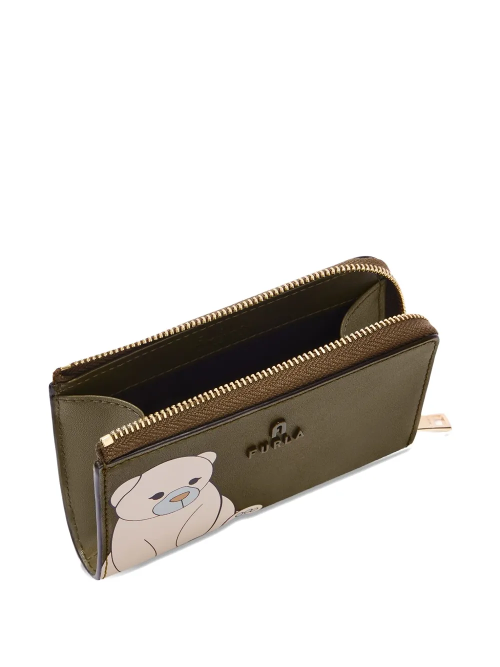 Furla Bear-print Zip-around Wallet In Black