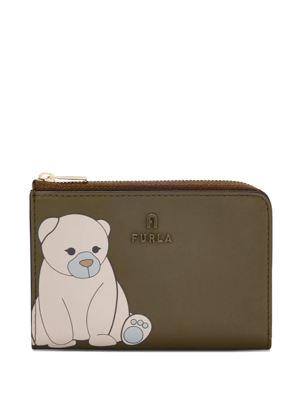 Furla Bear-print Zip-around Wallet In Green