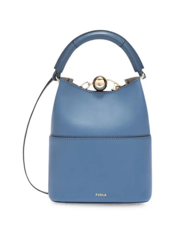 furla backpack mini Logo Lettering Zip-Up This backpack is made from leather and features a magnetic flap closure with an Arch logo Furla Sfera Bucket Bag S